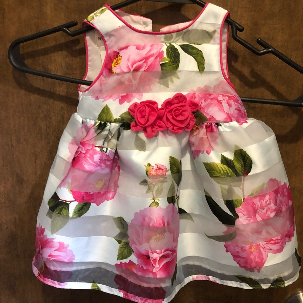 Adorable Mia and Mimi Sleeveless Rose Embossed Lined w/Slip Summer Party Dress